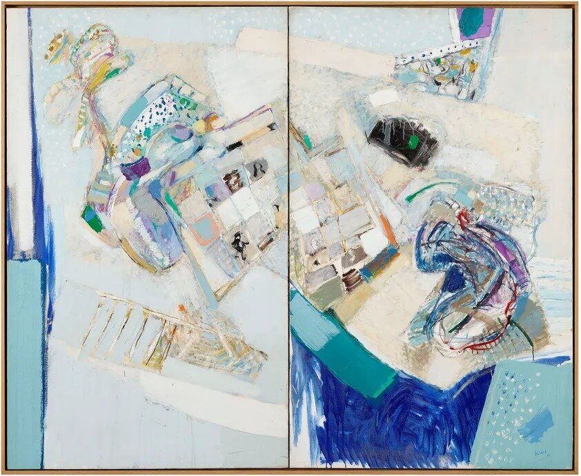 Shafic Abboud, blue diptych