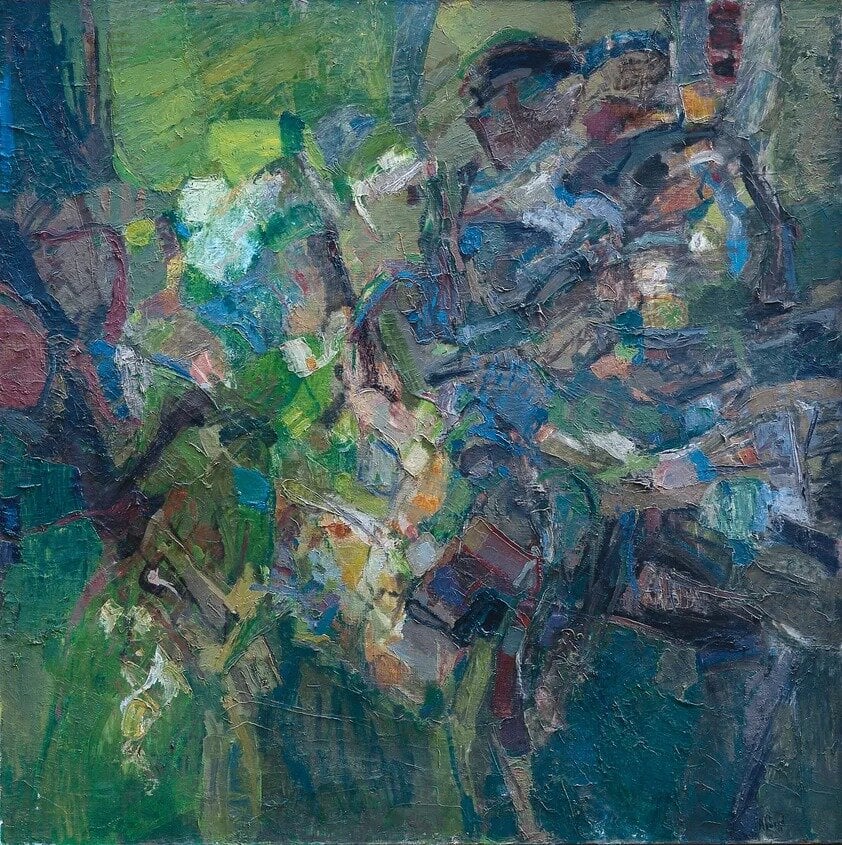 Shafic Abboud, abstract composition in greens and blues